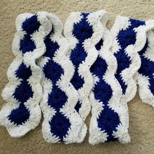Flashy Crochet Blue & White Wrap